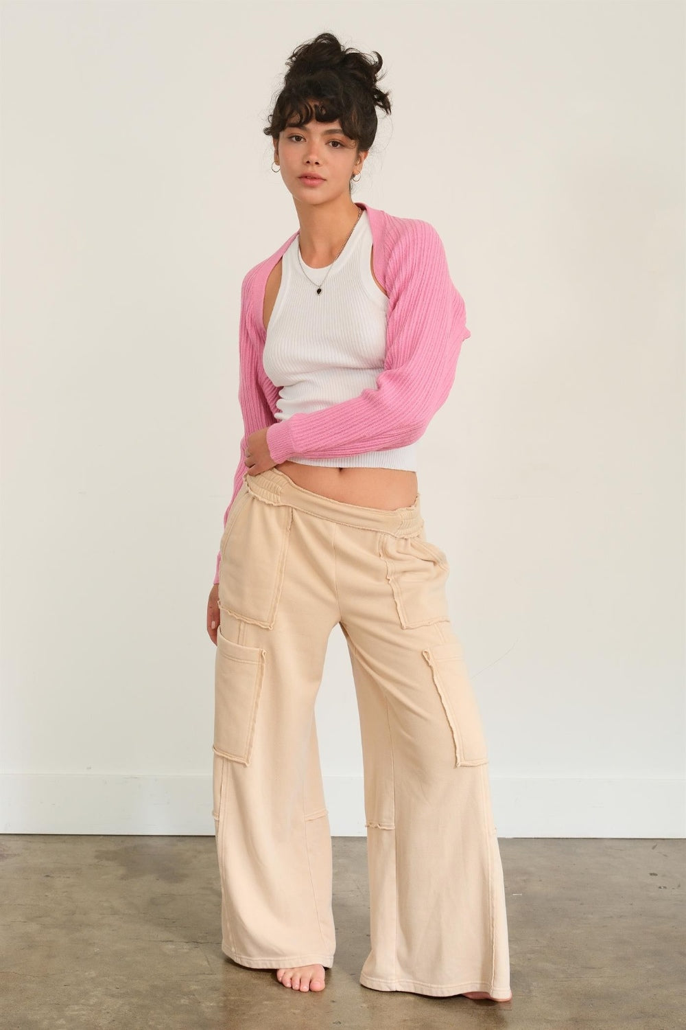 HYFVE Love In A Hug Ribbed Knit Bolero Cardigan