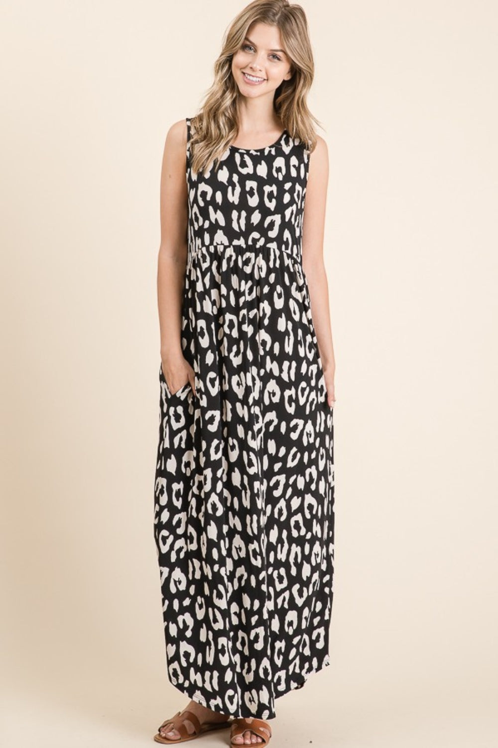 BOMBOM Wild Livin' Leopard Maxi Dress with Pockets