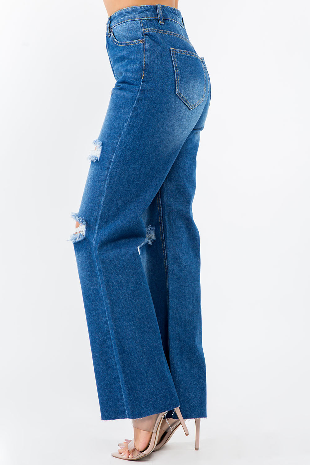 American Bazi Amelia High Waist Distressed Wide Leg Jeans