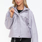 How Dare U My Favorite Layer Drawstring Hem PU Leather Zip Up Jacket in Lilac
