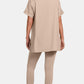 Zenana Mix It Up V-Neck Rolled Short Sleeve T-Shirt and Leggings Lounge Set in Lt Mocha