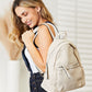 SHOMICO Certainly Unique PU Leather Backpack in Beige