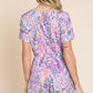 BOMBOM Flower Bed Dreams Print Short Sleeve Romper with Pockets in Plum