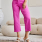 RFM Chloe Tummy Control High Waist Raw Hem Crop Jeans in Pink Rouge