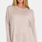 Zenana Lined Up Ribbed Striped Long Sleeve T-Shirt in Ash Mocha