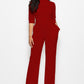 Driven Mock Neck Tie-Waist Half Sleeve Jumpsuit with Pockets