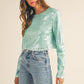 MABLE Bringing The Glitz Shoulder Padded Sequin Crop Top in Mint