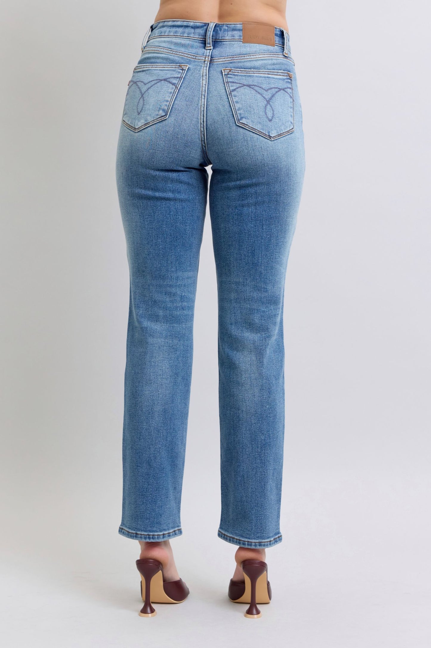 Judy Blue Jackie Vintage Wash Thermal Straight Jeans