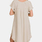 Zenana Spotted Downtown Fringe Edge High Low Flowy Dress with Pockets in Beige