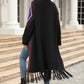 Angel Wings Fall, I'm Ready Geometric Fringe Hem Open Front Duster Cardigan