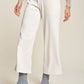 Davi & Dani Wide Awake Wide Leg Mid-Rise Pants in Cream
