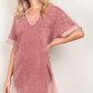 VERY J Wildflower Short Sleeve V-Neck Tee Dress