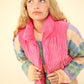VERY J Fall Adventures Zip Up Padded Corduroy Puffer Vest in Pink