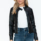 Snobbish Biker Babe PU Leather Zip Up Jacket with Pockets in Black