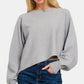 Zenana Oh So Cozy Asymmetric Hem Long Sleeve Sweater in Heather Grey