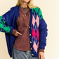 Davi & Dani Cute & Argyle V-Neck Dropped Shoulder Cardigan in Navy