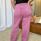 RFM Raelene High Rise Garment Dye Wide Leg Jeans in French Rose