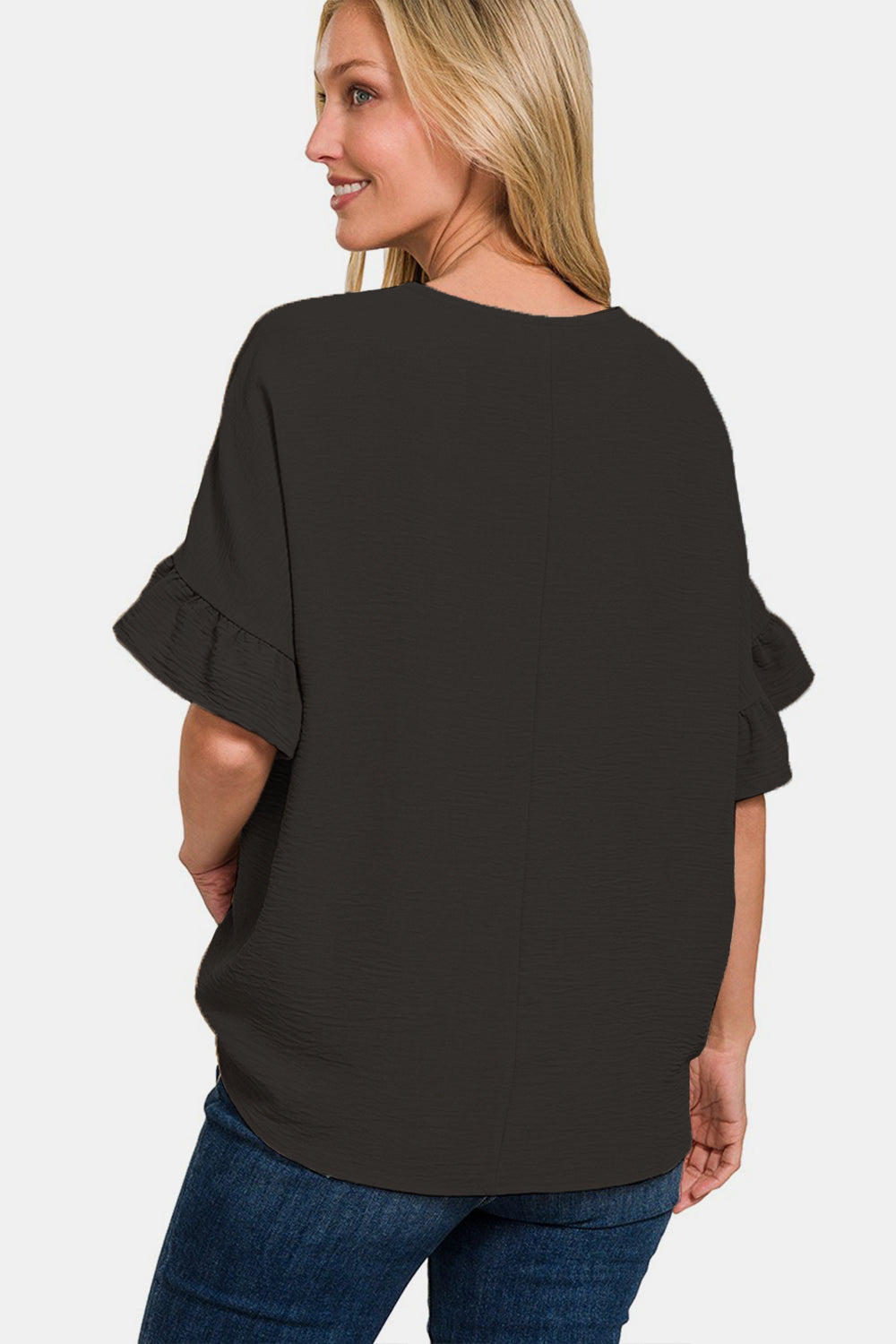 Zenana She Spreads Her Wings V-Neck Flutter Sleeve Top