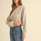 Mable Vintage in Malibu Letter Embroidery Crop Sweatshirt in Taupe