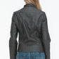 Snobbish Ready To Own The Night Faux Leather Zip Up Mock Neck Jacket in Charcoal