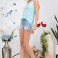 Celeste Super Fly Back Contrast Bow Tie Tank in Aqua