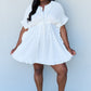 Ninexis Out Of Time Ruffle Hem Dress with Drawstring Waistband in White