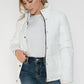 YMI Cozy Perfection Pocketed Zip Up Turtleneck Puffer Jacket in White