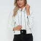 Snobbish Embrace The Day Faux Leather Zip Up Drawstring Hooded Jacket in White