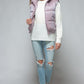 Snobbish Me and My Puffer Fine Fur Lining Quilted Vest in Dark Rose