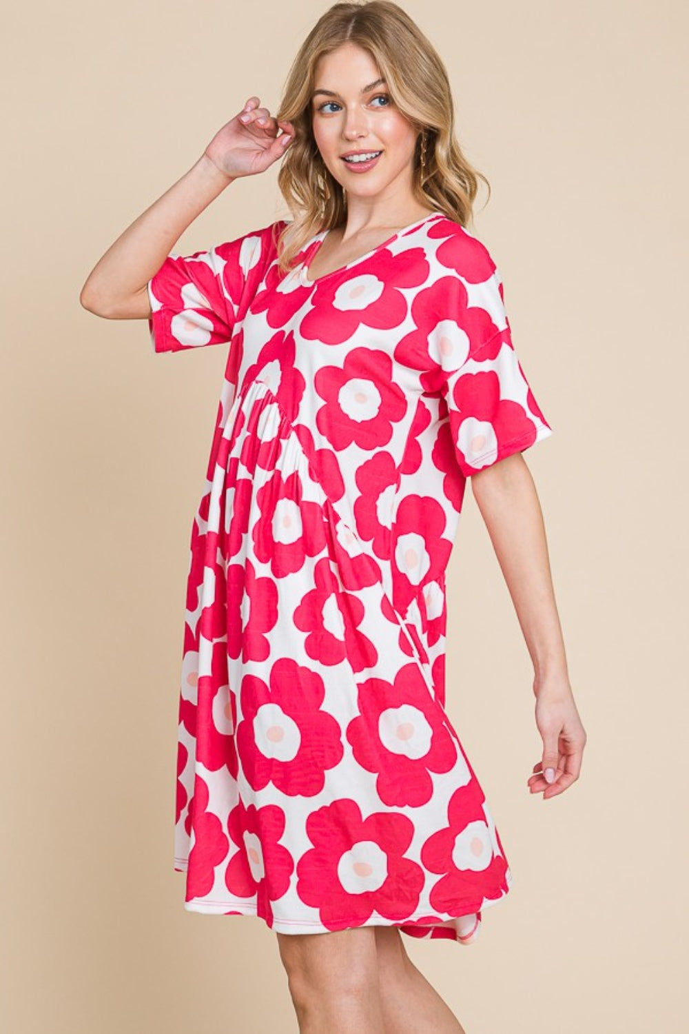 BOMBOM Flower Petals Ruched Dress