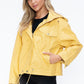 How Dare U My Favorite Layer Drawstring Hem PU Leather Zip Up Jacket in Pale Yellow
