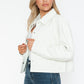 Snobbish Snapping My Way Snap Down Long Sleeve PU Leather Jacket in White