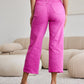 RFM Chloe Tummy Control High Waist Raw Hem Crop Jeans in Pink Rouge