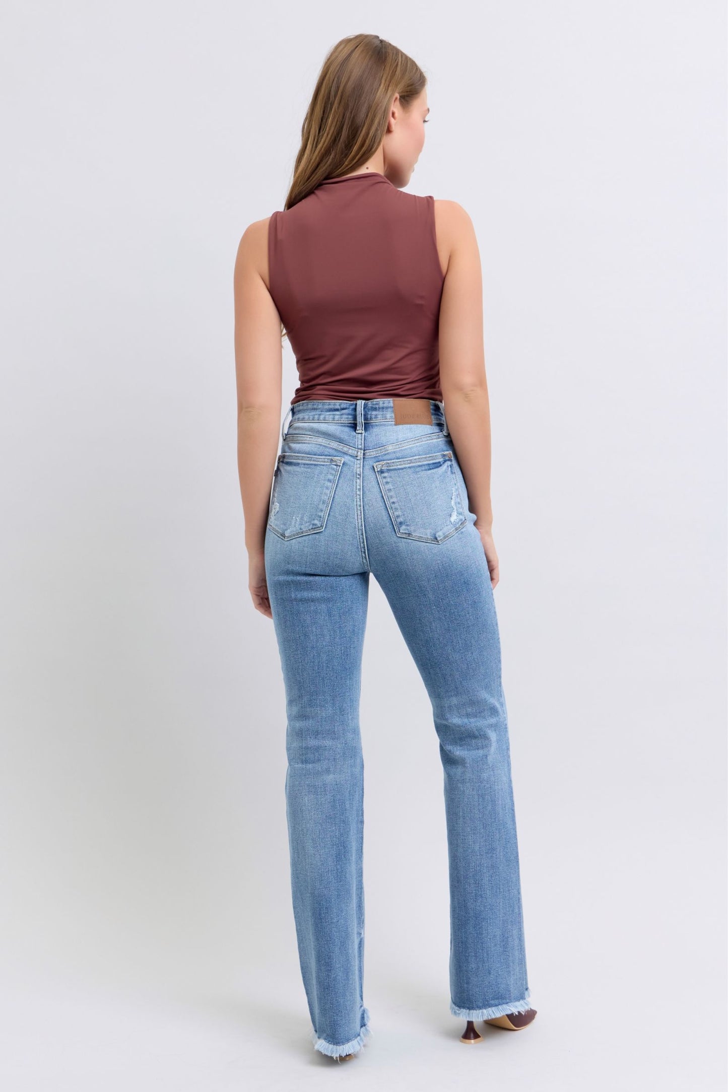 Judy Blue Tiffany Raw Hem High Rise Bootcut Jeans