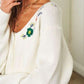 Davi & Dani Garden on my Sleeve Flower Embroidered Button Up Long Sleeve Cardigan