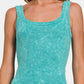 Zenana Chance Of Sun Ribbed Scoop Neck Tank in Teal