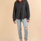 VERY J I'm Covered Button Down Textured Knit Shacket in Charcoal