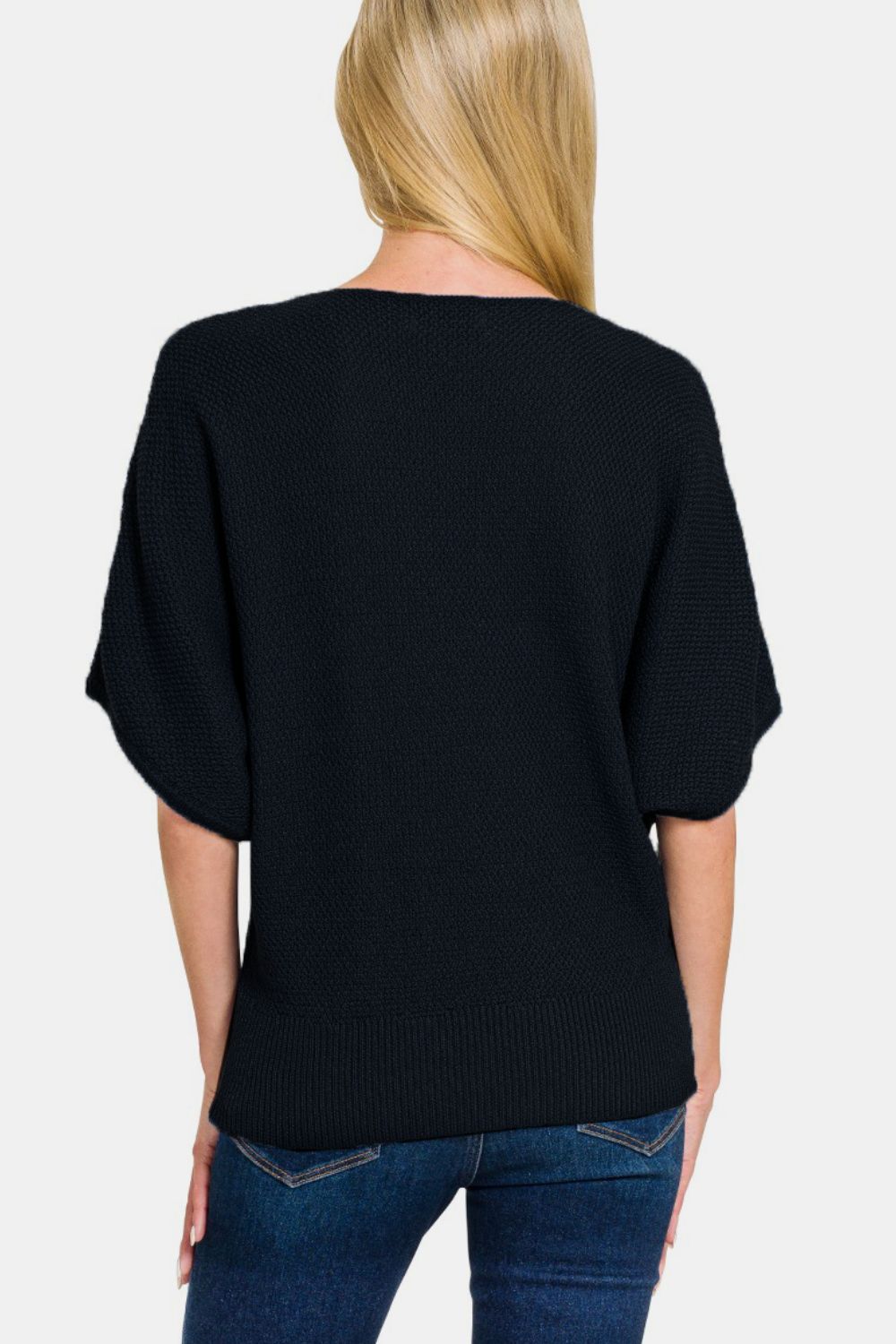 Zenana Make Your Move V-Neck Short Sleeve Dolman Sweater