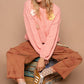 POL Capture The Heart Crochet Flower Dropped Shoulder Sweater in Burnt Coral