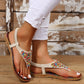 Beaded Summer Bliss PU Leather Open Toe Sandals