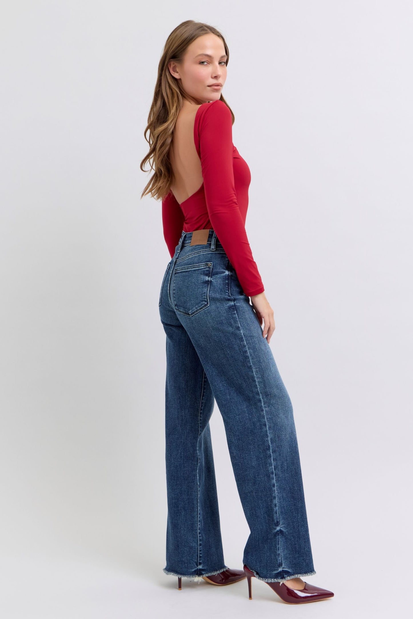 Judy Blue Nina Raw Hem Mid Rise Jeans