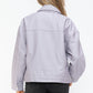 How Dare U My Favorite Layer Drawstring Hem PU Leather Zip Up Jacket in Lilac