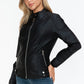 Snobbish A Wild Ride Faux Leather Biker Jacket with Side Zip Pockets in Black