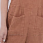 VERY J There's More To Me Sleeveless Double Gauze Overalls with Pockets in Mocha