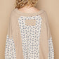 POL A Touch of Sunshine Waffle Knit Floral Notched Long Sleeve Top in Tan