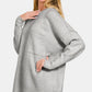 Zenana Everyday Cozy High-Low Hem Drop Shoulder Sweater in Grey