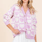 Mittoshop Bringing A Little Love Checkered Heart Button Down Cardigan