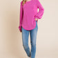 BOMBOM Chasing Dreams Long Sleeve Curved Hem Ribbed T-Shirt in Fuchsia