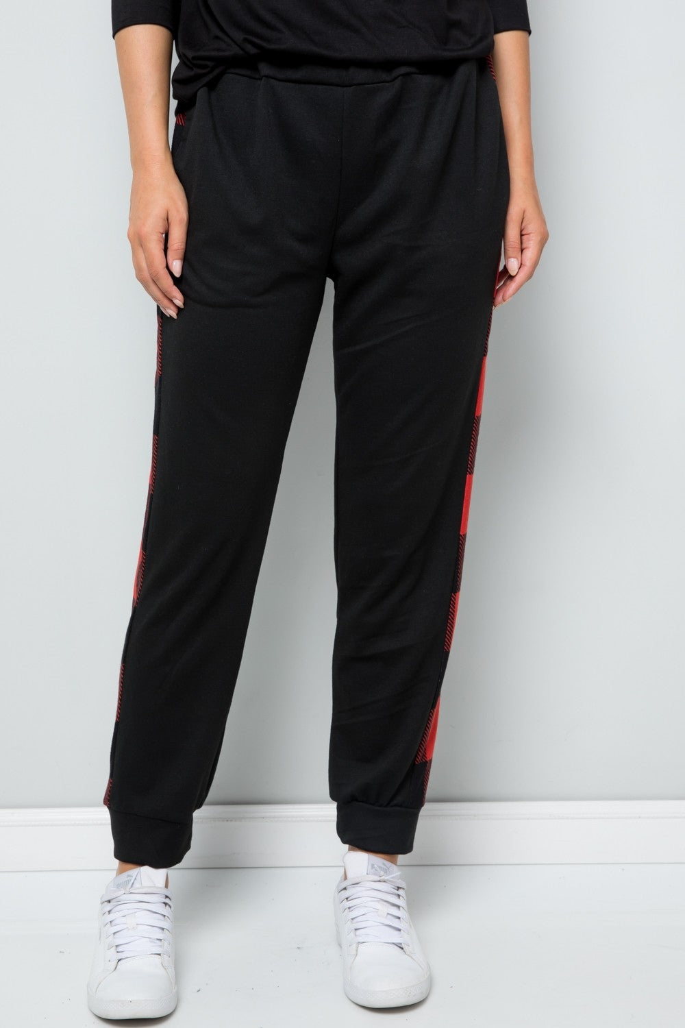 Celeste Design Wonders Around Plaid Side Print Sweatpants
