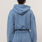 HYFVE Bubbly and Cozy Bubble Hem Cropped Hoodie in Gray Blue